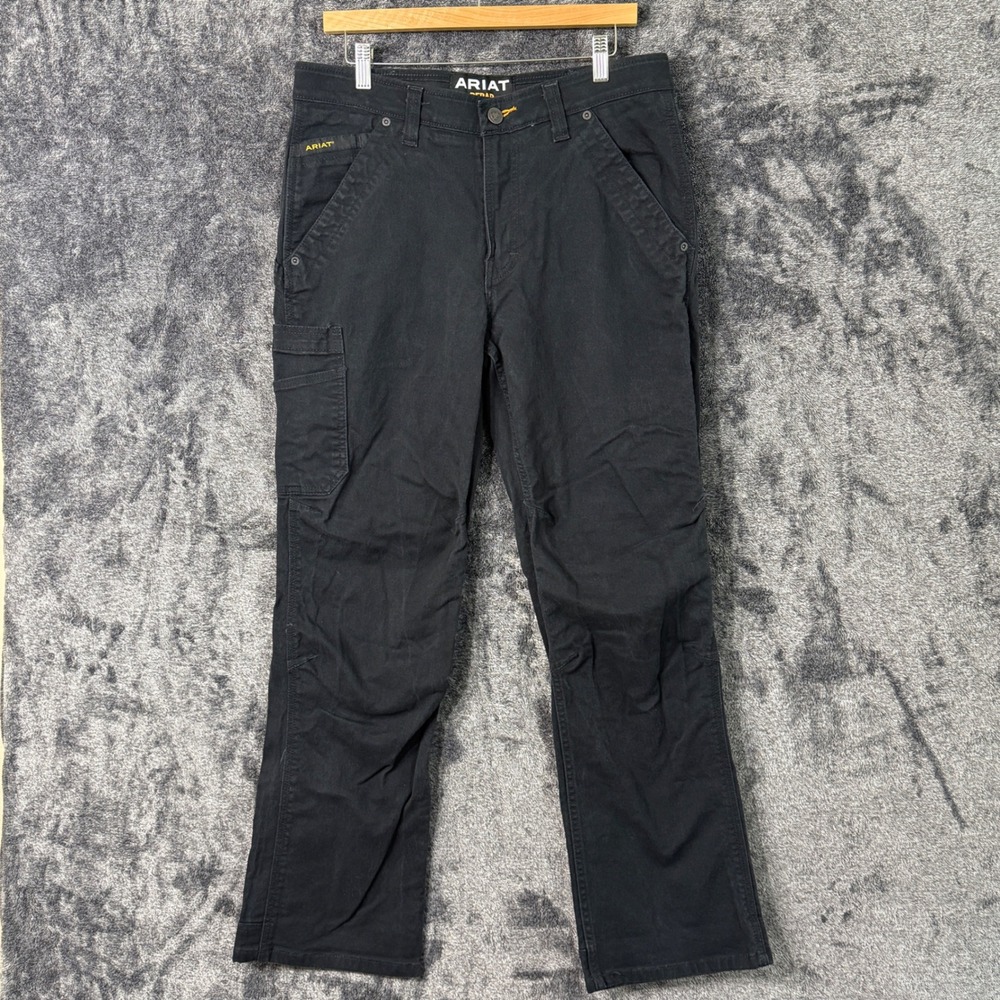 Ariat Rebar M4 Low Rise Bootcut Carpenter Jeans Canvas Mens 32x30 Black Workwear